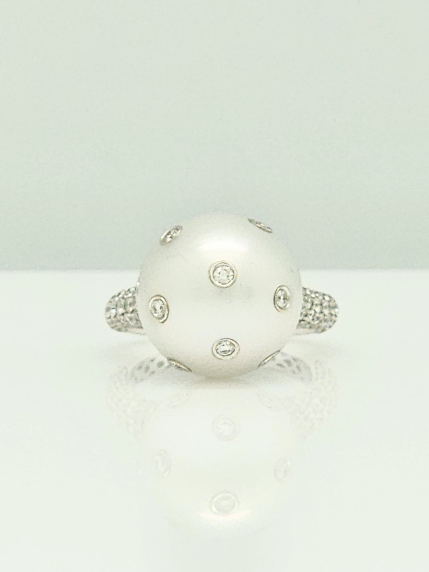ONE-OF-A-KIND 15mm South Sea Pearl Inlaid with Diamonds in a Custom Pavé Diamond 18K Setting!!