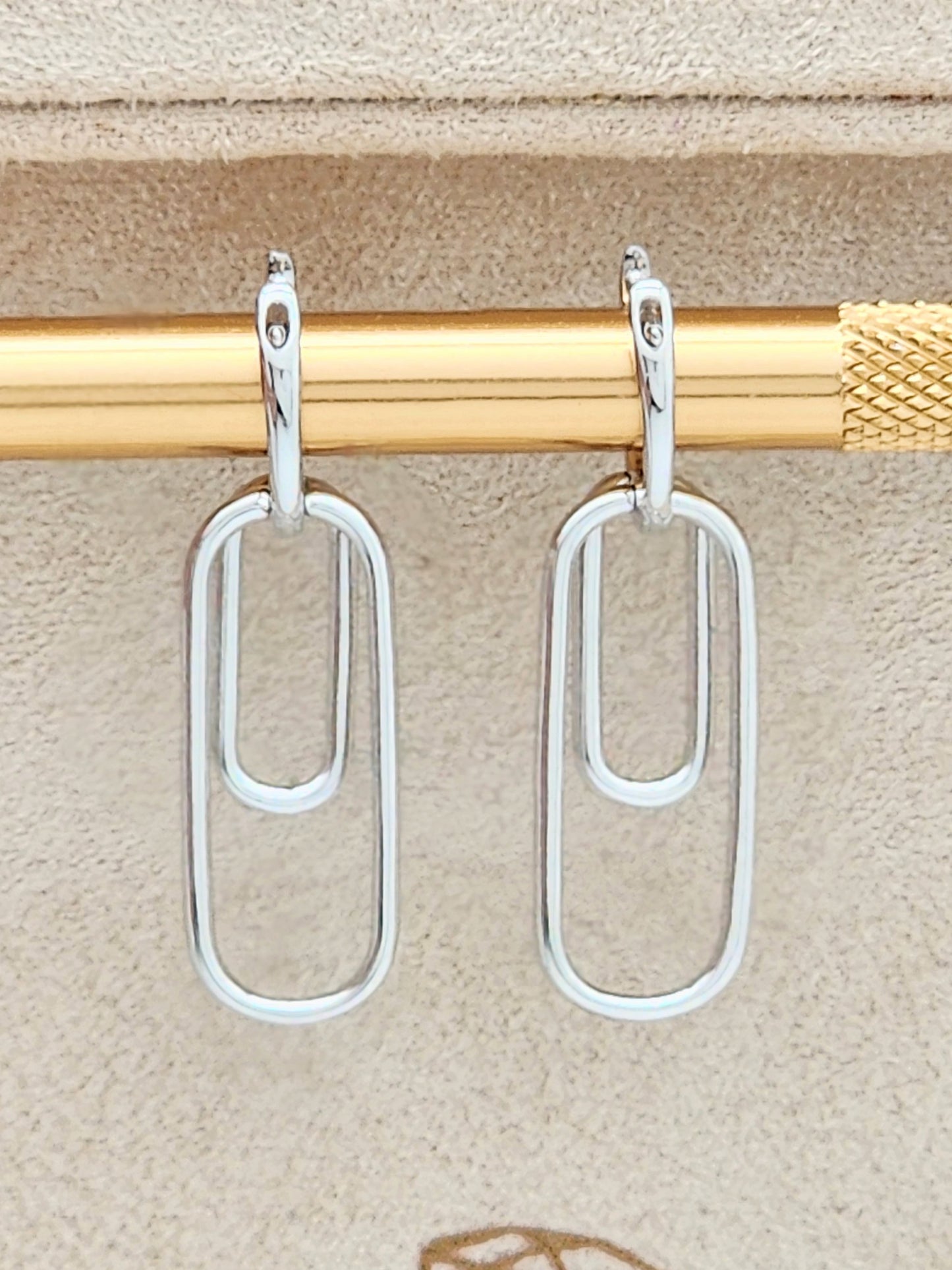 Custom .30 Carat Diamond Paperclip Drop Earrings in 18K White Gold!!!