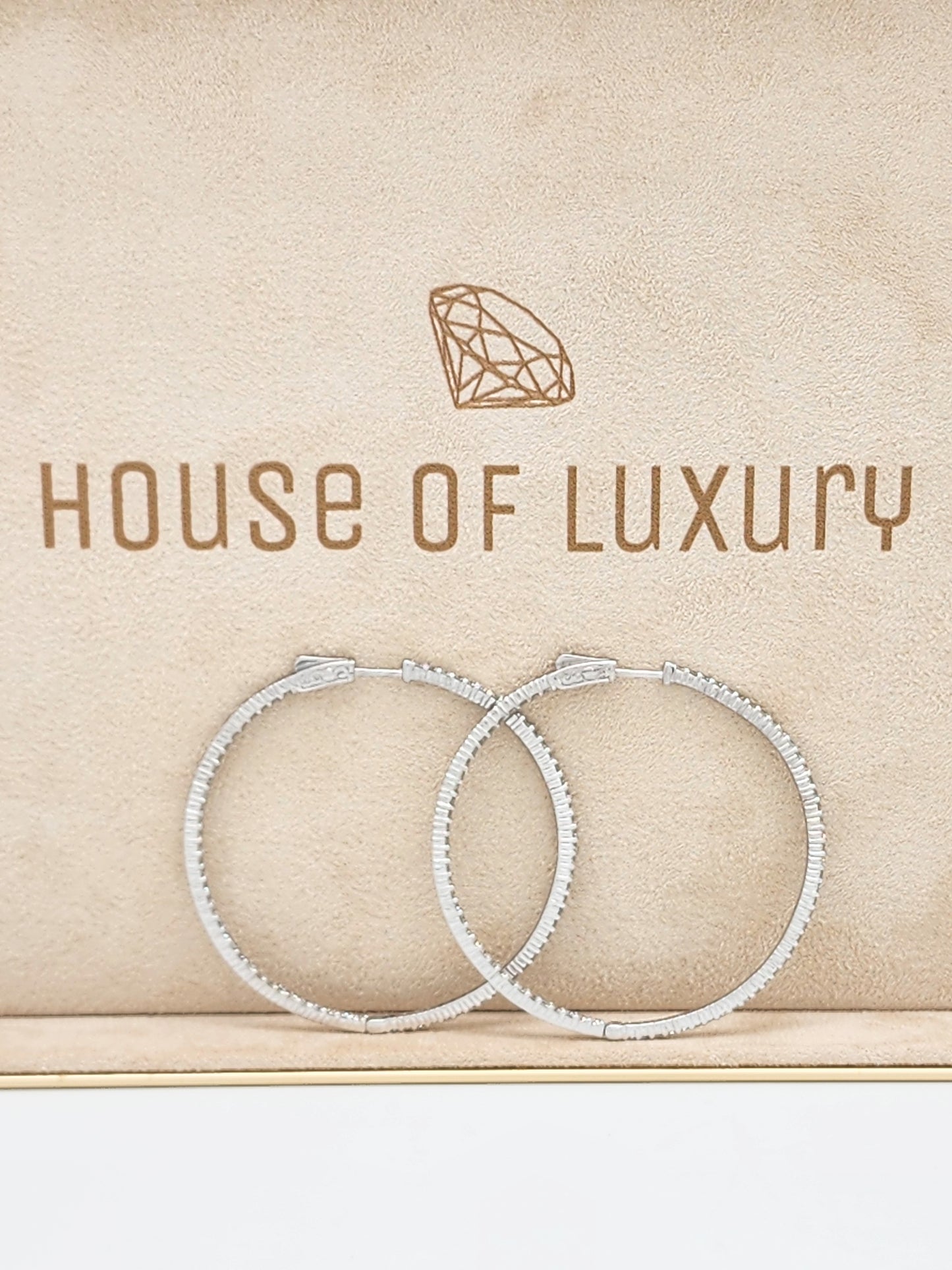 3.50 Carat Inside Out Diamond Hoop Earrings in 14KWG 2" in Diameter