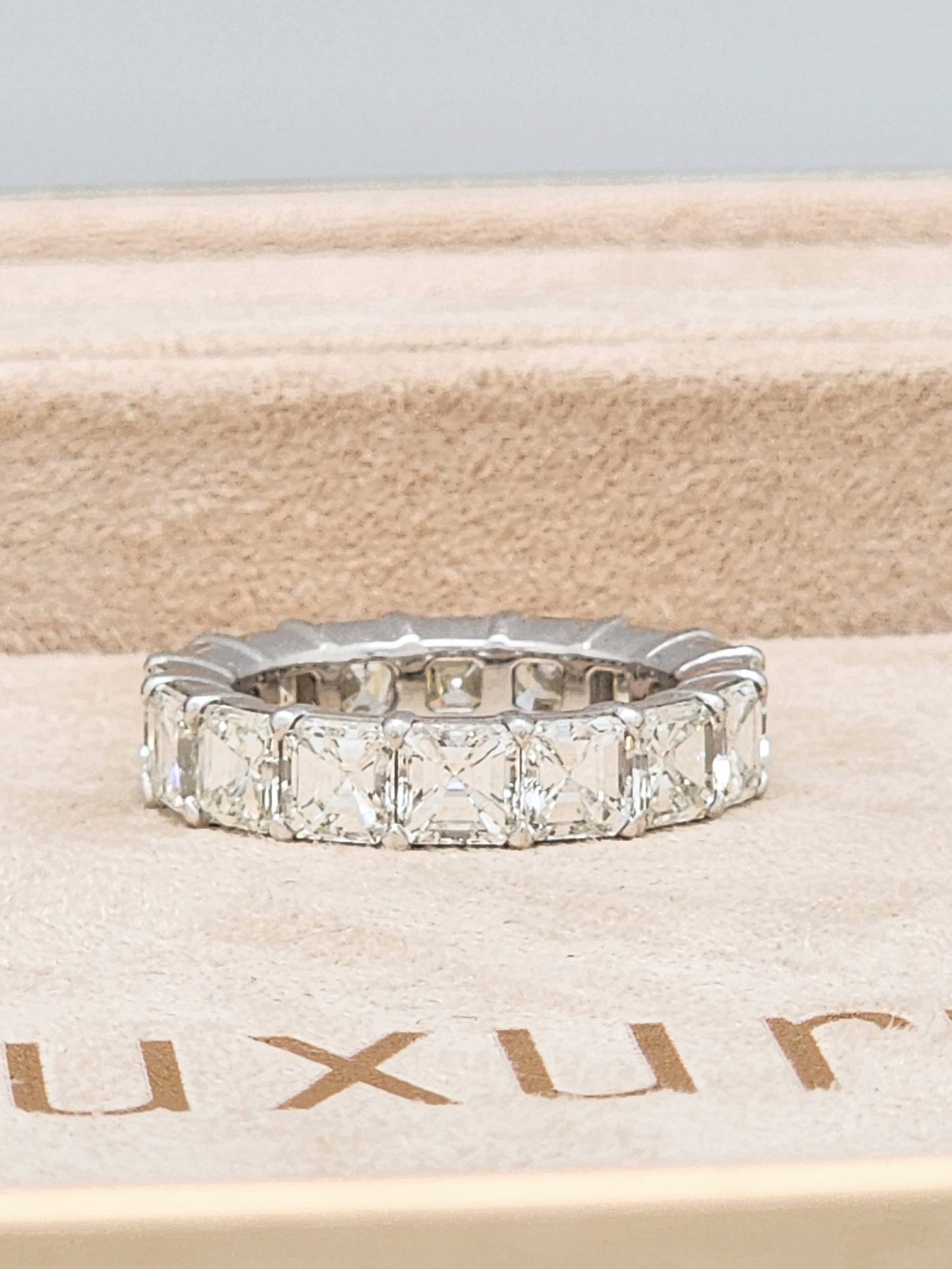 8.40 Carat Asscher Cut Diamond Eternity Band in 18KWG!!