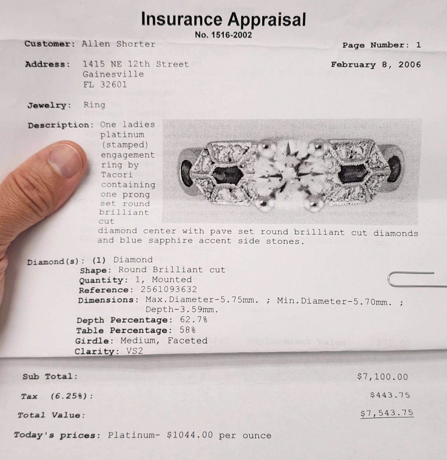 TACORI PLATINUM DIAMOND ENGAGEMENT RING!!