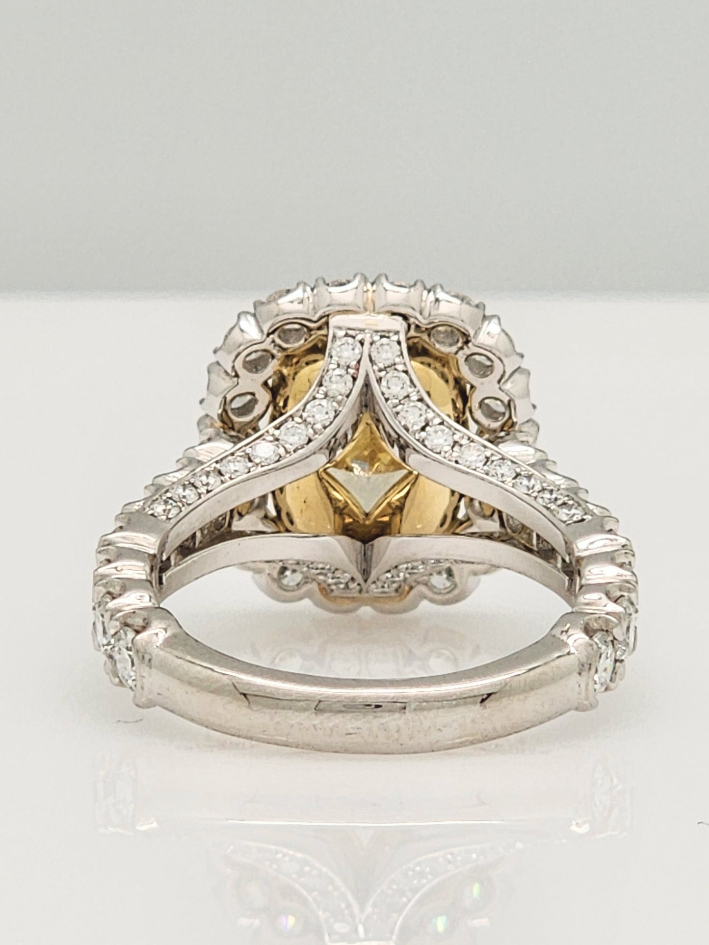 Upgrade Time!!! 3.52 Carat Fancy Light Yellow Diamond in Custom Platinum & 18KYG 2.05 Carat Diamond Setting!!!