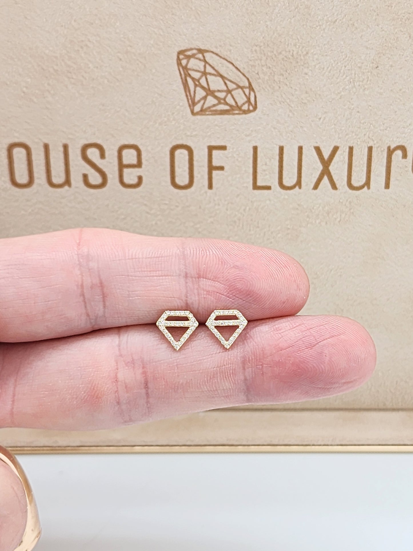 Super Cute Diamond Shaped .29 Carat Diamond Stud Earrings in 14KYG