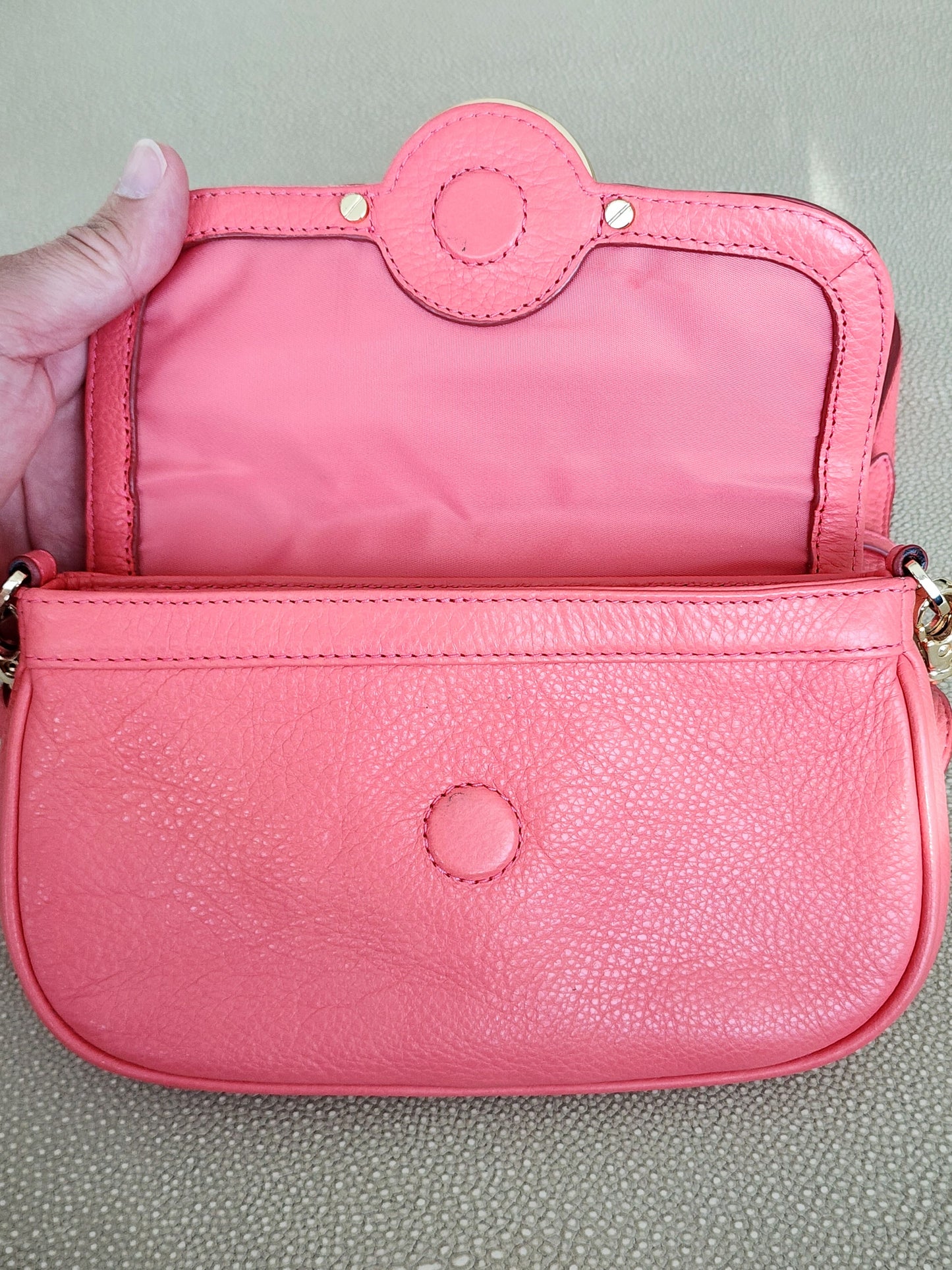 TORY BURCH Amanda Mini Crossbody Clutch in Pink Pebbled Leather