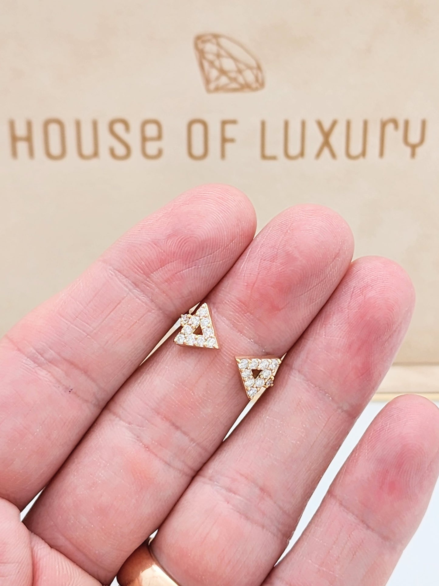 .50 Carat Pavé Diamond Triangle Tips Ring in 14K