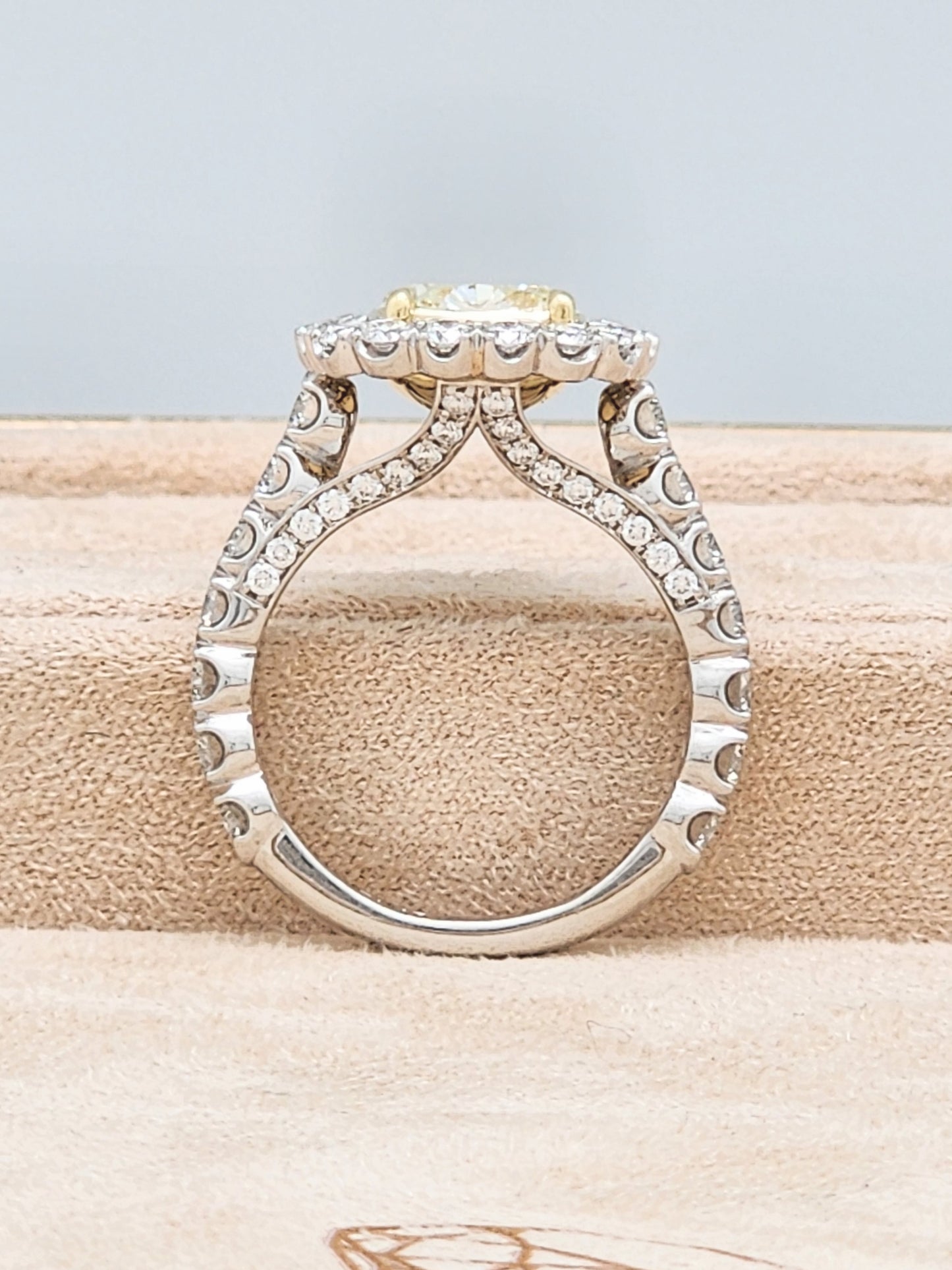 Upgrade Time!!! 3.52 Carat Fancy Light Yellow Diamond in Custom Platinum & 18KYG 2.05 Carat Diamond Setting!!!