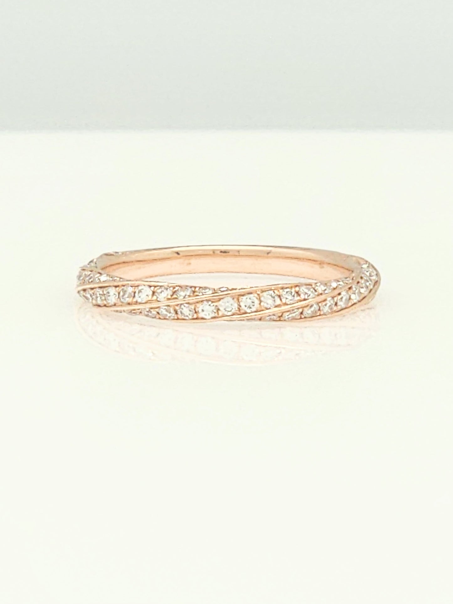 14K Rose Gold Twisted Diamond Band!!