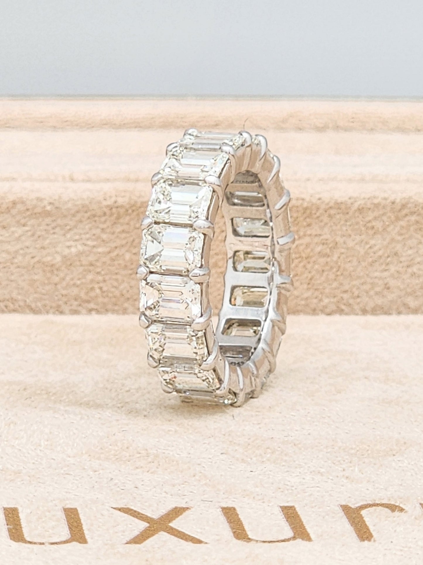 9.07 Carat Emerald Cut Diamond Eternity Band in 18KWG!!