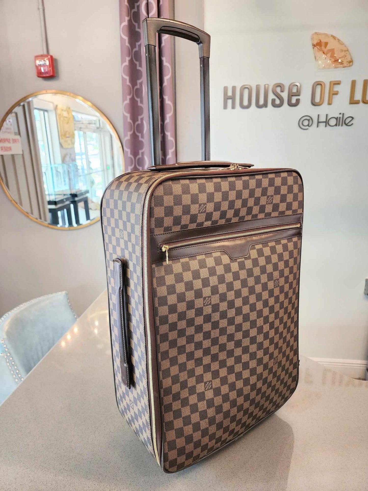 LOUIS VUITTON Damier Ebene Pegase 55 Travel Suitcase (Beautiful Bag but has Wear from Travel - Please See Pics)