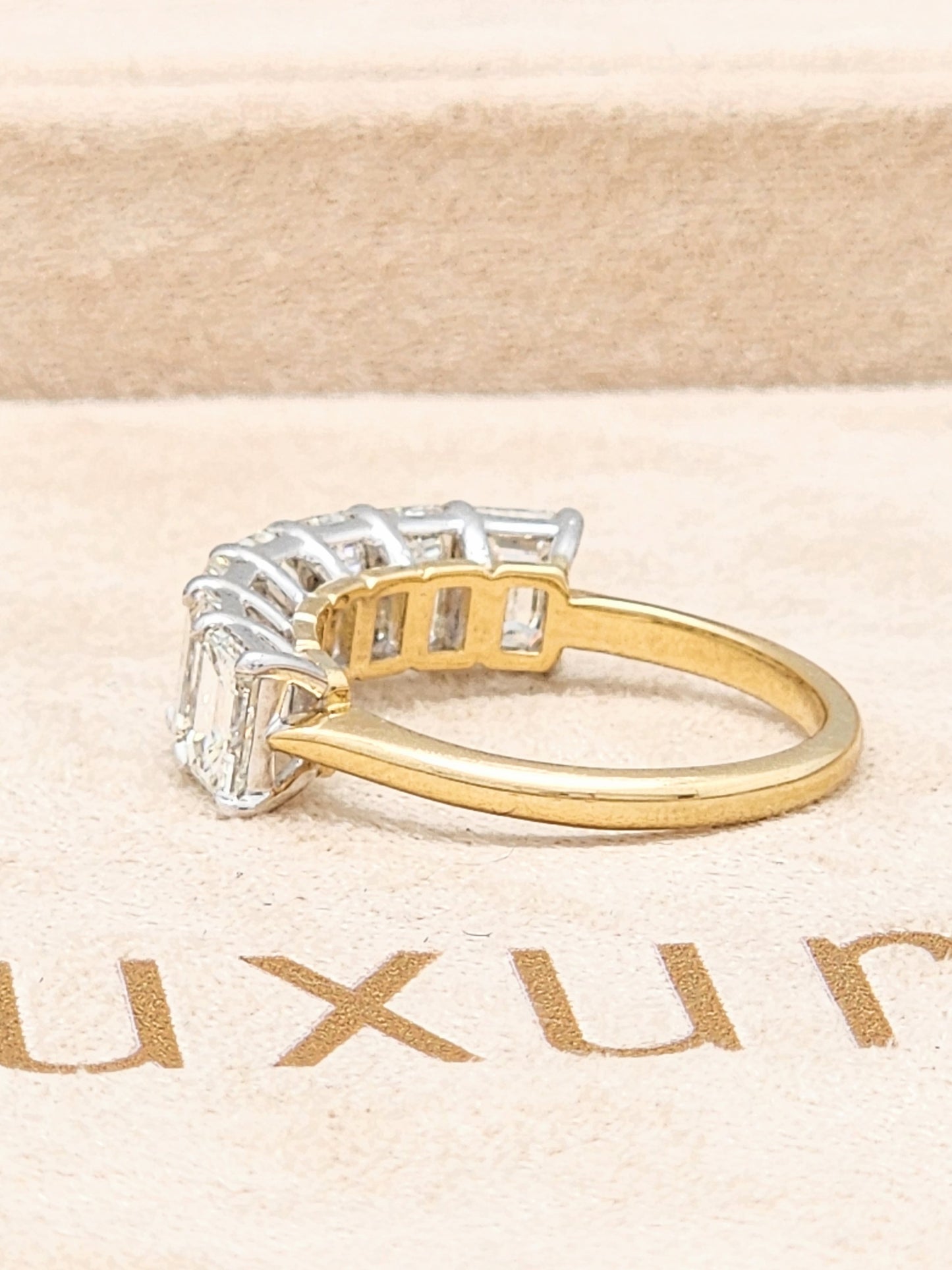 3.50 Carat 7-Stone Emerald Cut Diamond Band in 18K Two-Tone!!