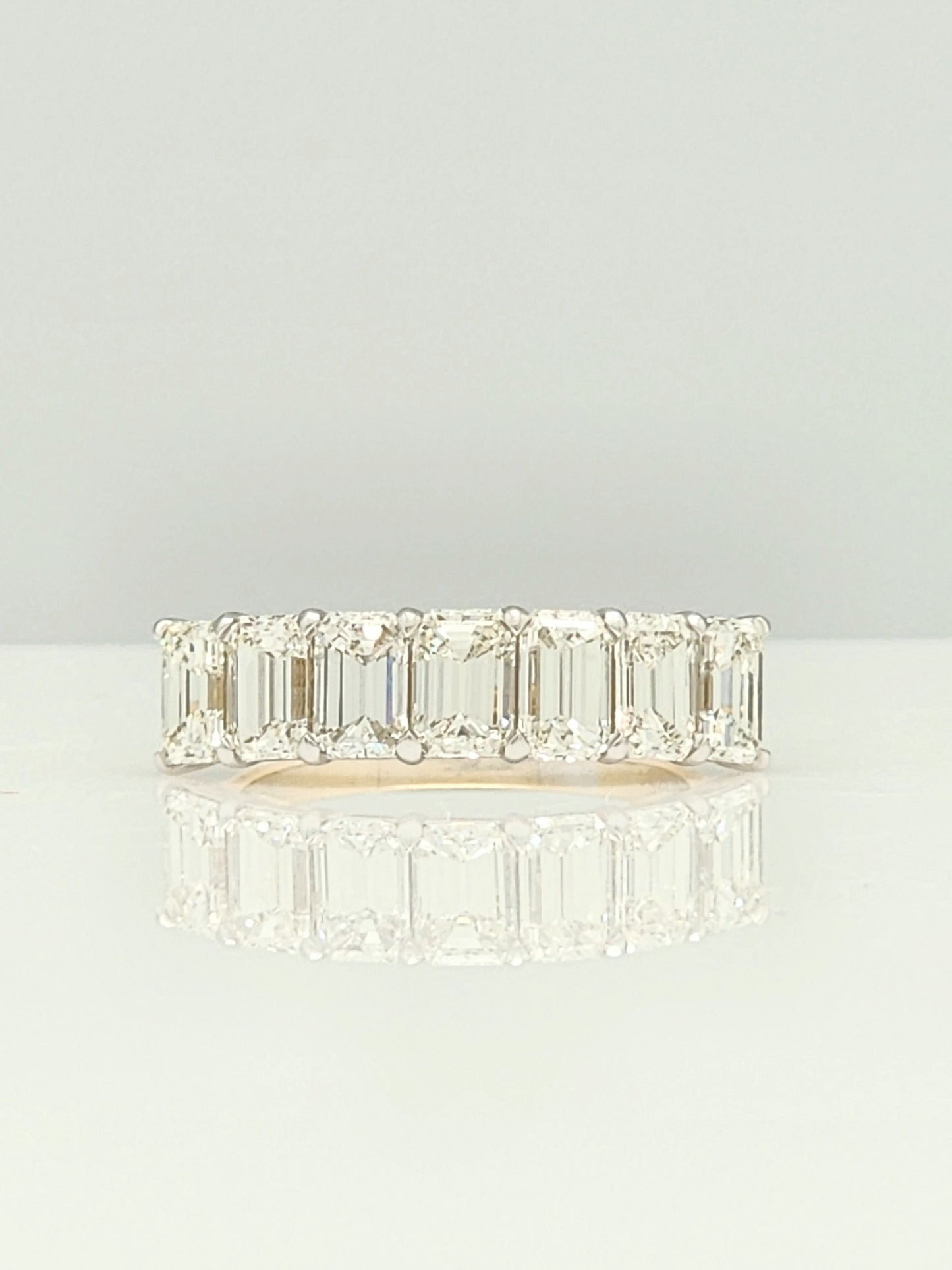 3.50 Carat 7-Stone Emerald Cut Diamond Band in 18K Two-Tone!!