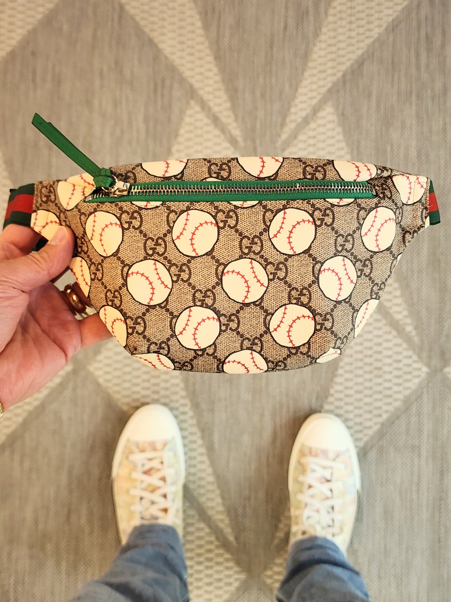 GUCCI GG Supreme Monogram Baseballs Web Children's/Women’s Belt Waist Bag