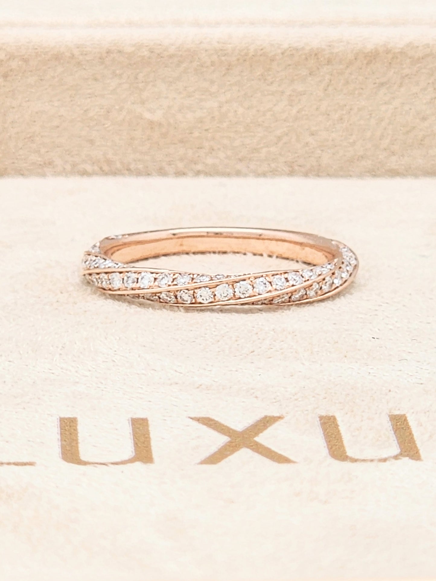 14K Rose Gold Twisted Diamond Band!!