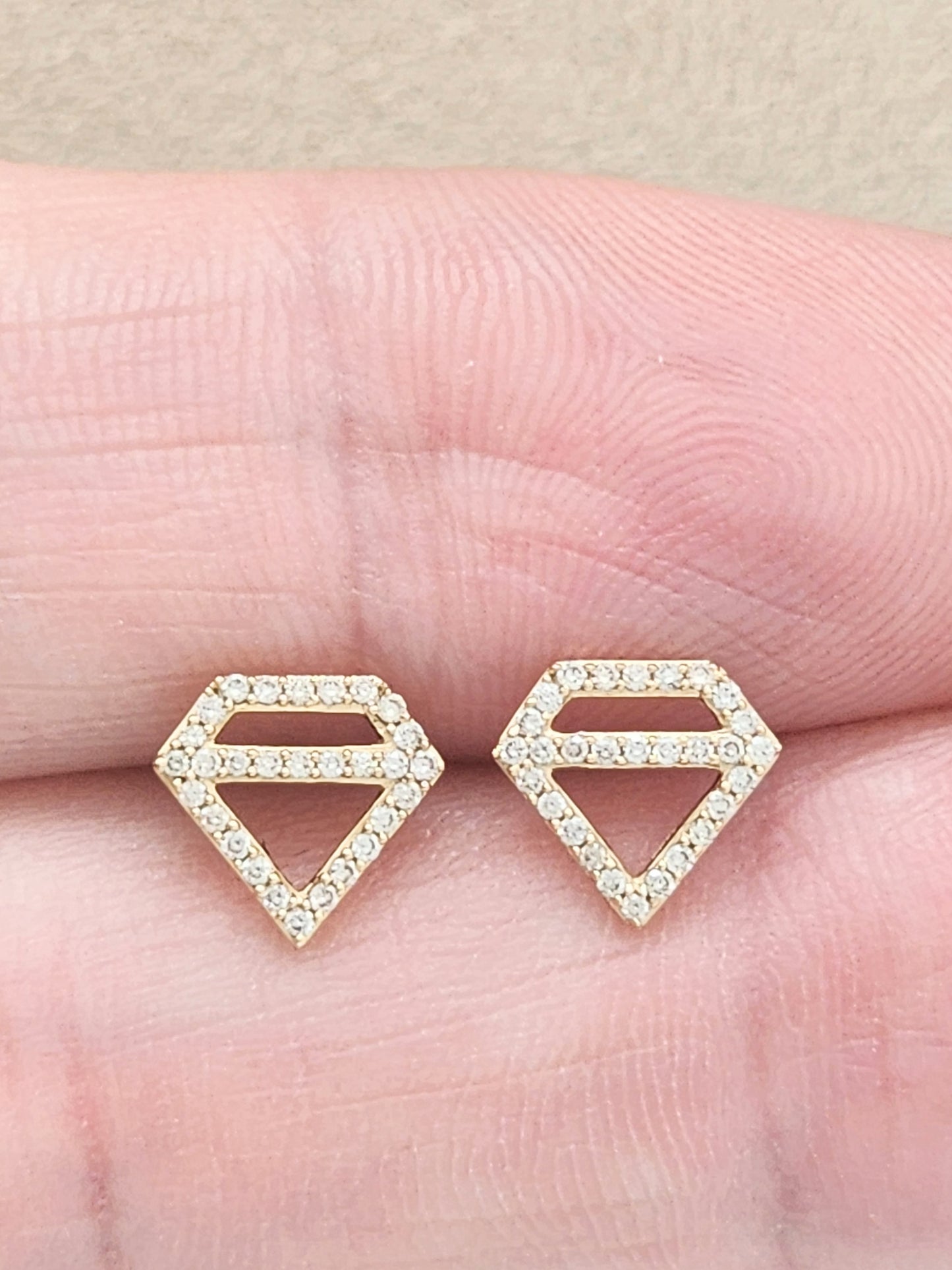 Super Cute Diamond Shaped .29 Carat Diamond Stud Earrings in 14KYG