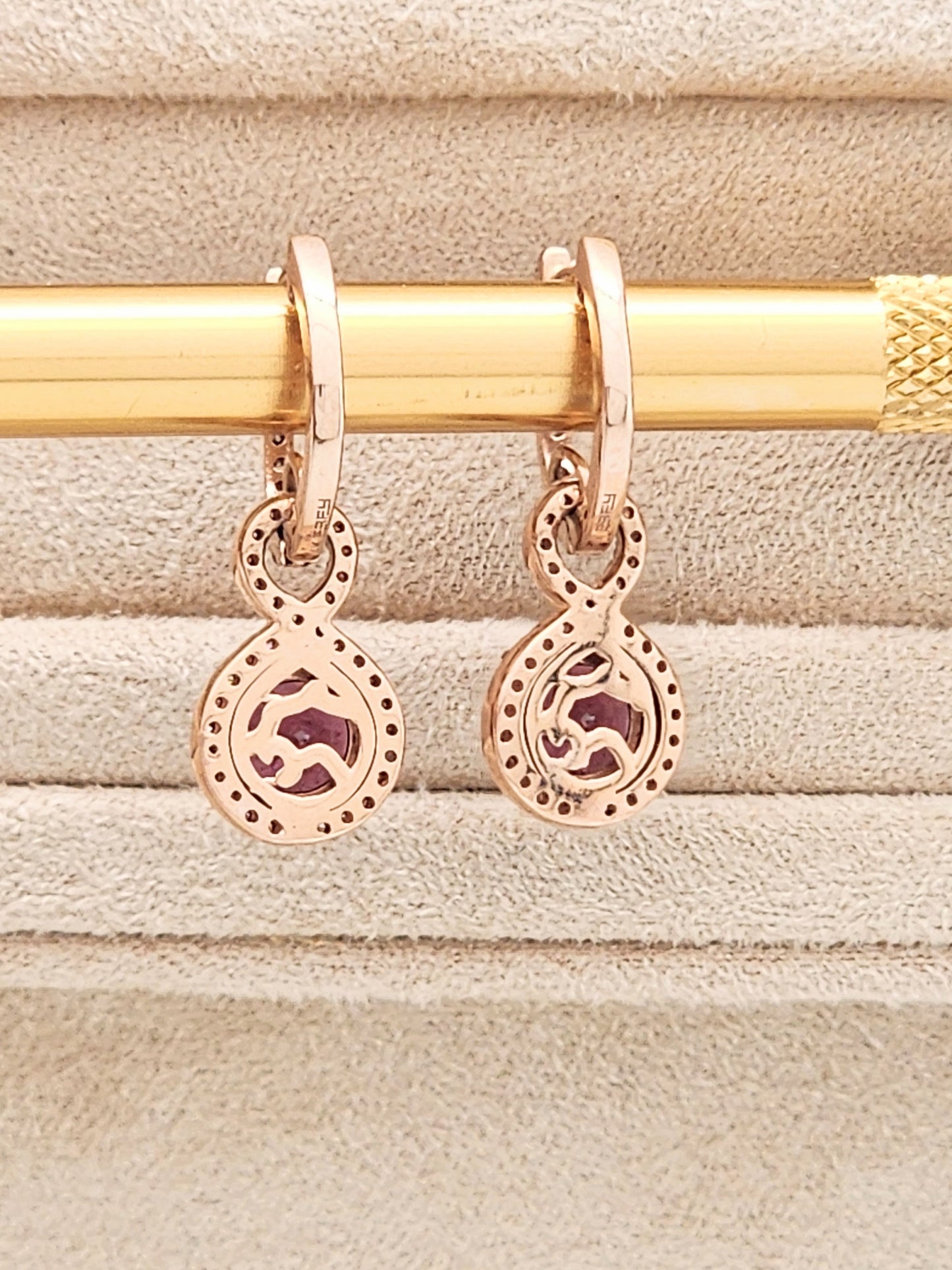 EFFY 2.49 Carat Rhodalite Garnet and Diamond Drop Earrings in 14K Rose Gold