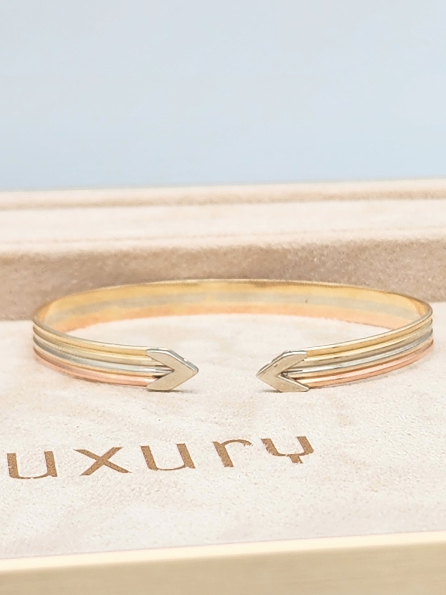 14K Tri-Gold Cuff Bracelet 6mm