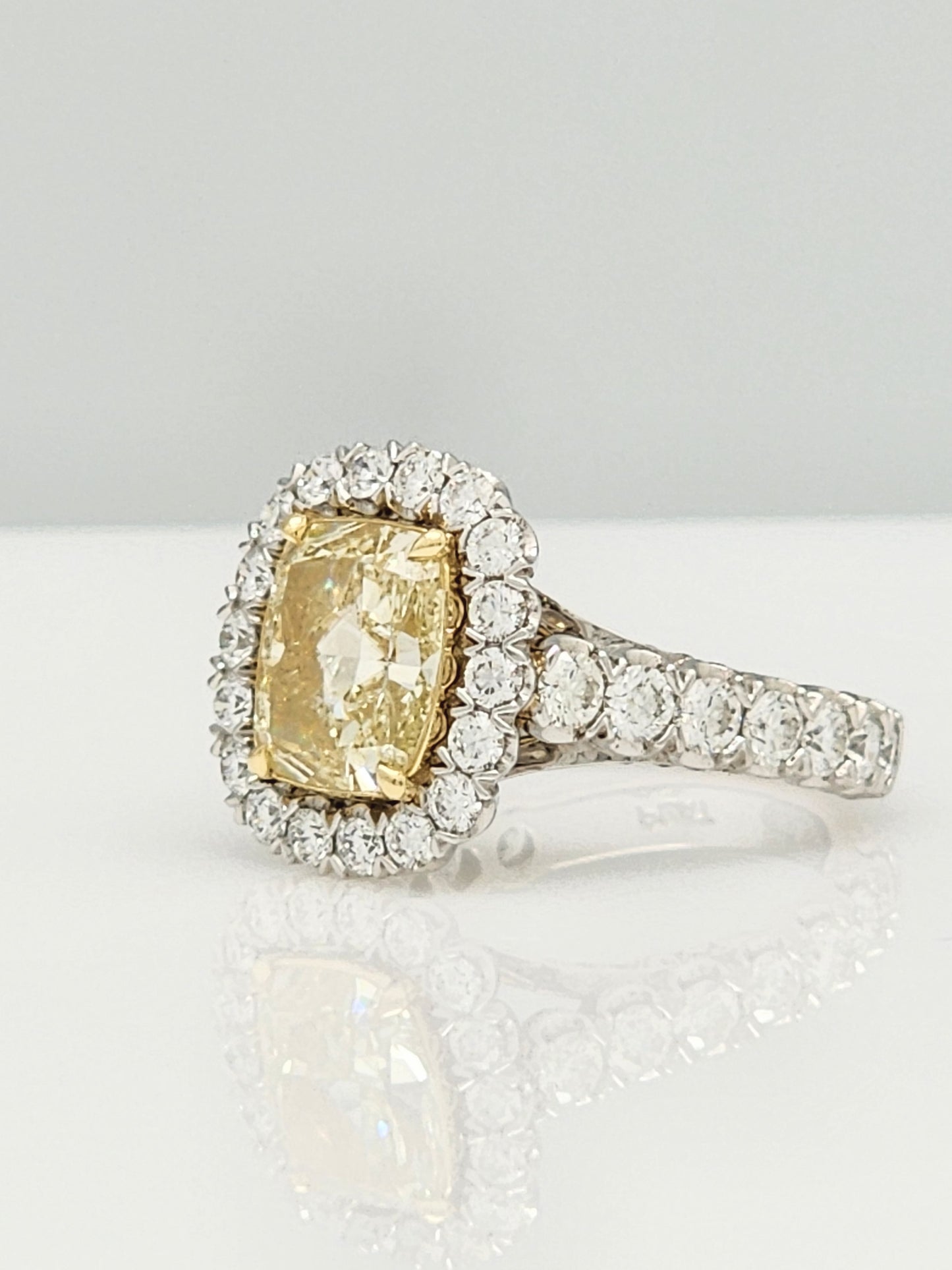 Upgrade Time!!! 3.52 Carat Fancy Light Yellow Diamond in Custom Platinum & 18KYG 2.05 Carat Diamond Setting!!!