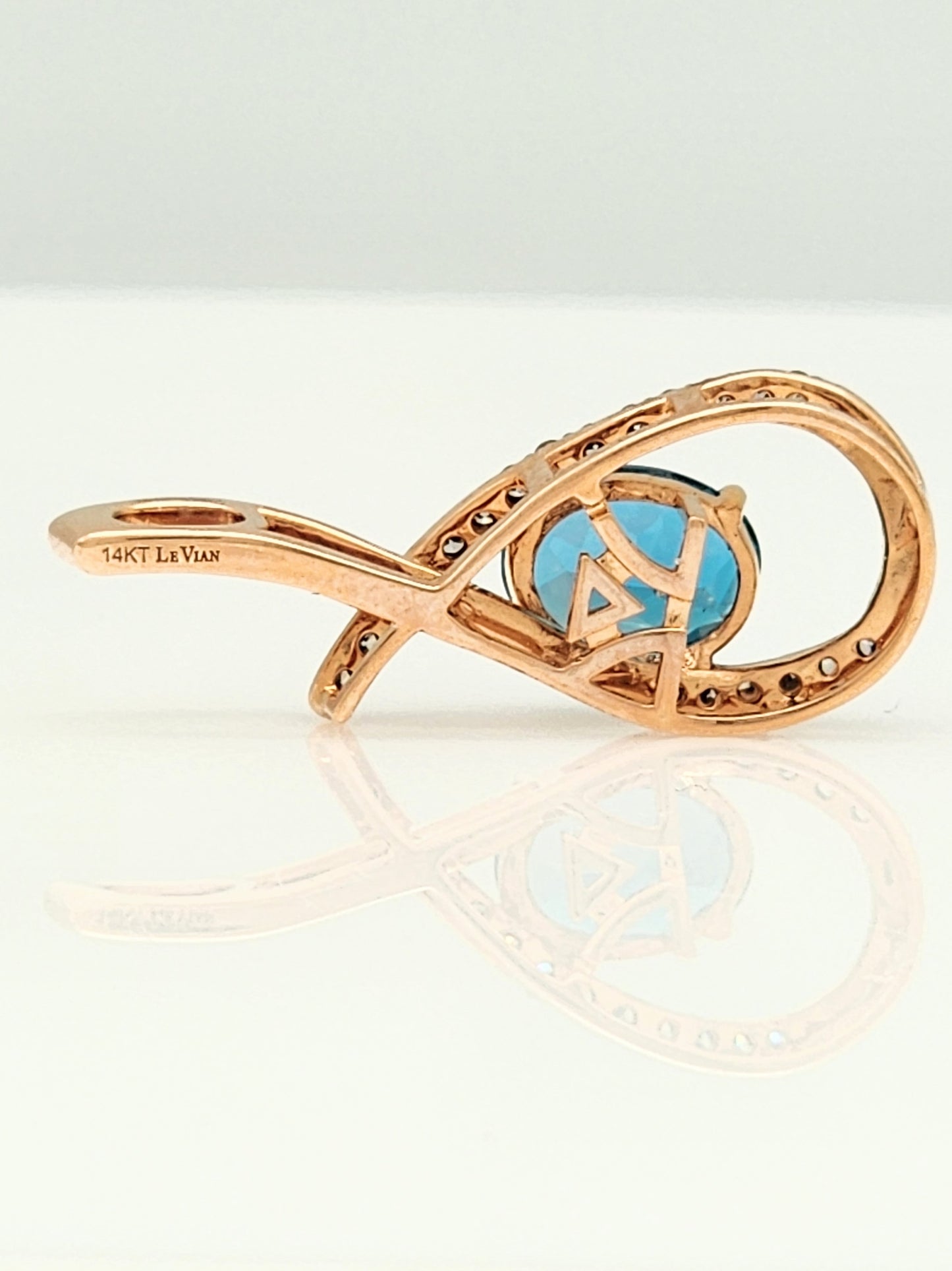 LeVian Blue London Blue Topaz and Champagne Diamond Pendant in 14K Rose Gold