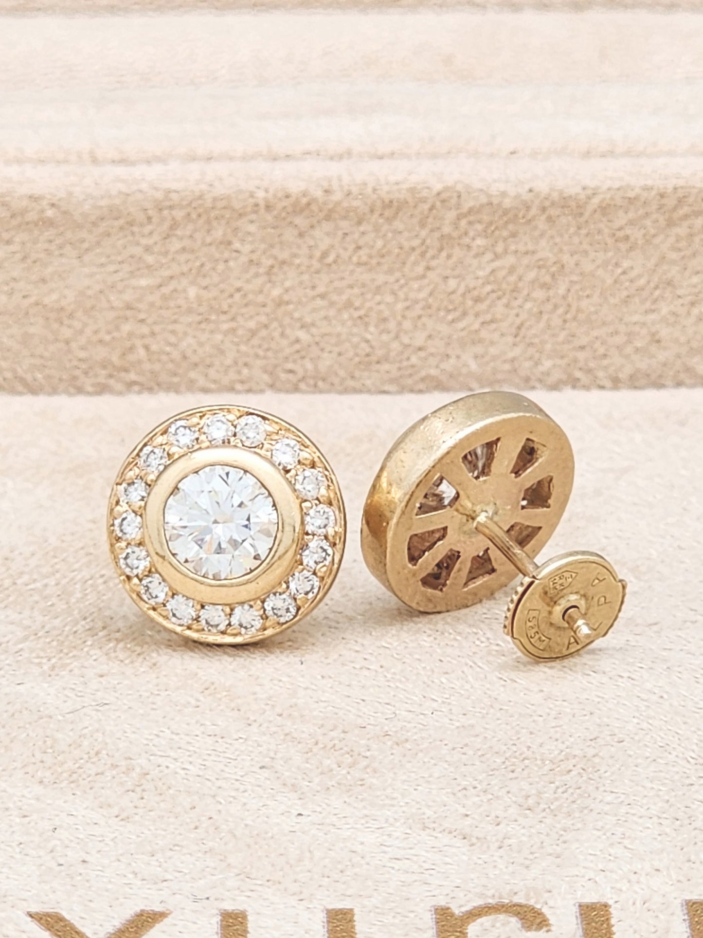 2.00 Carat Diamond Halo Stud Earrings in 14KYG!!! GORGEOUS!!