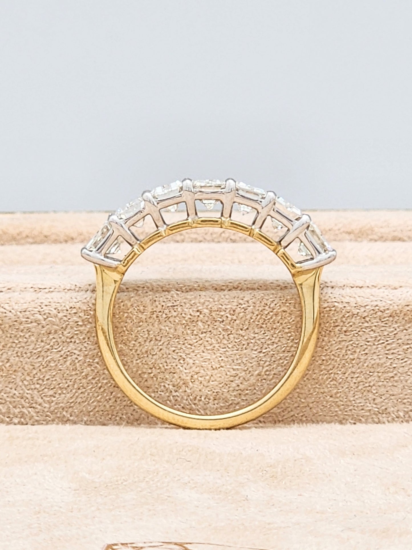 3.50 Carat 7-Stone Emerald Cut Diamond Band in 18K Two-Tone!!