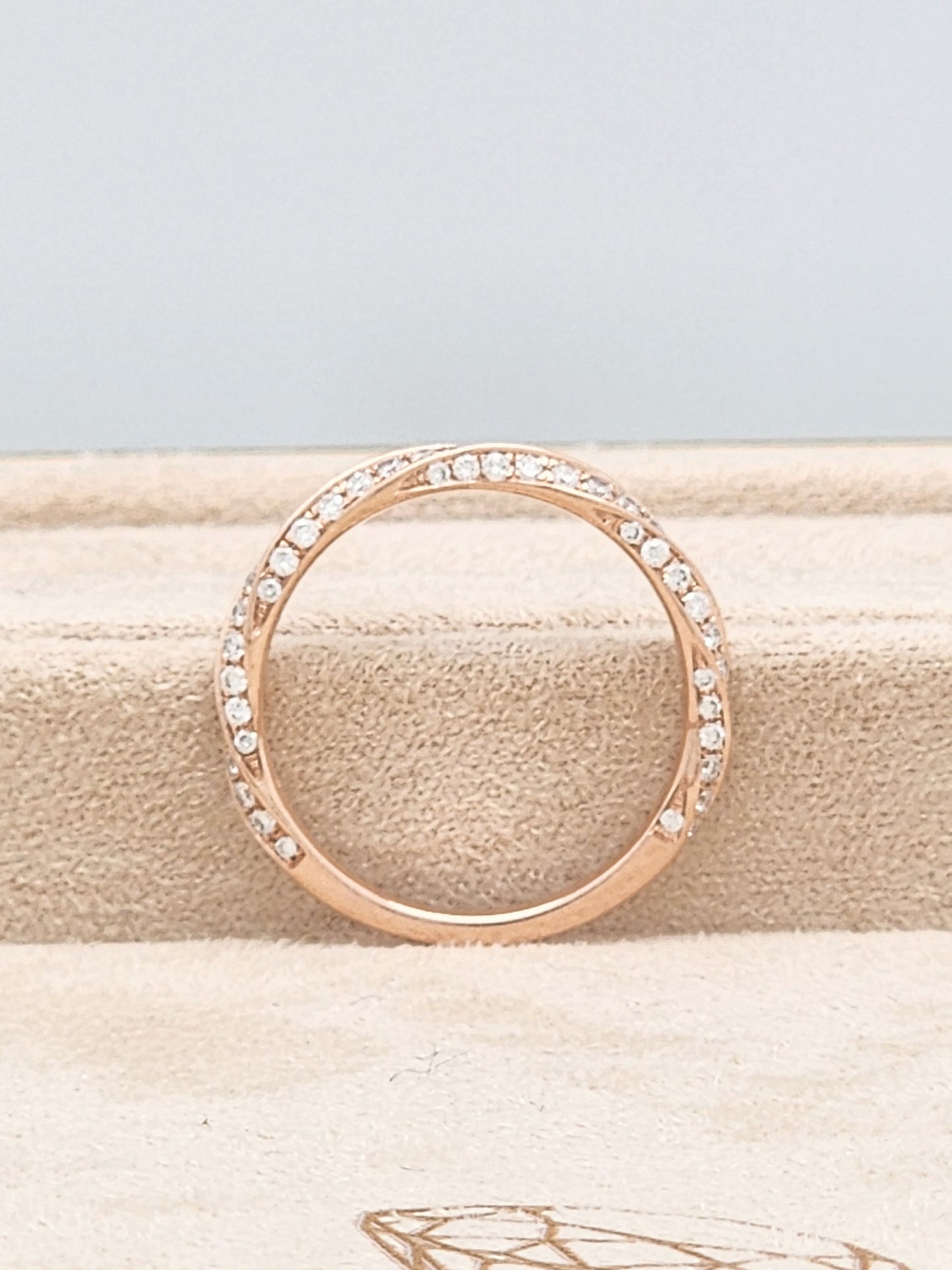 14K Rose Gold Twisted Diamond Band!!