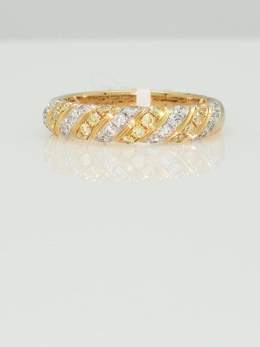 0.50 Carat Fancy Yellow and White Diamond Band Ring in 14K
