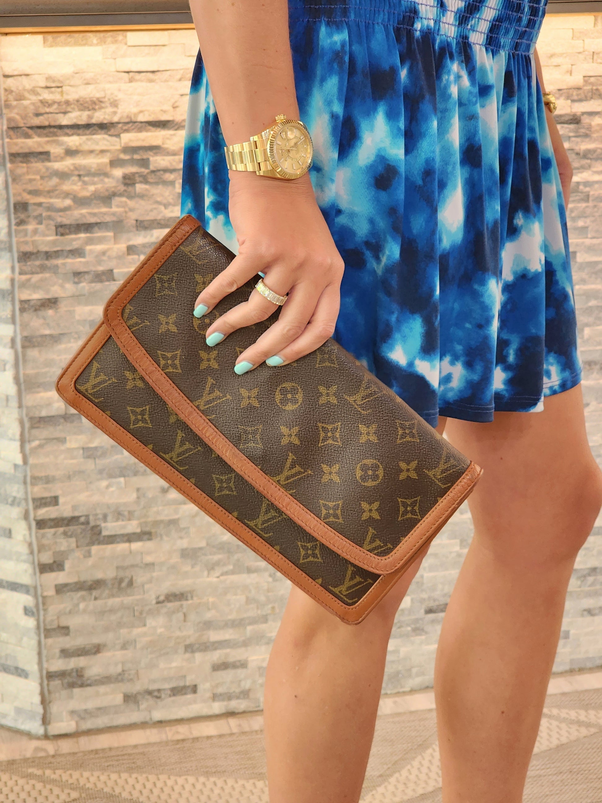 💯Authentic Louis Vuitton Monogram Pochette Dame Clutch Bag