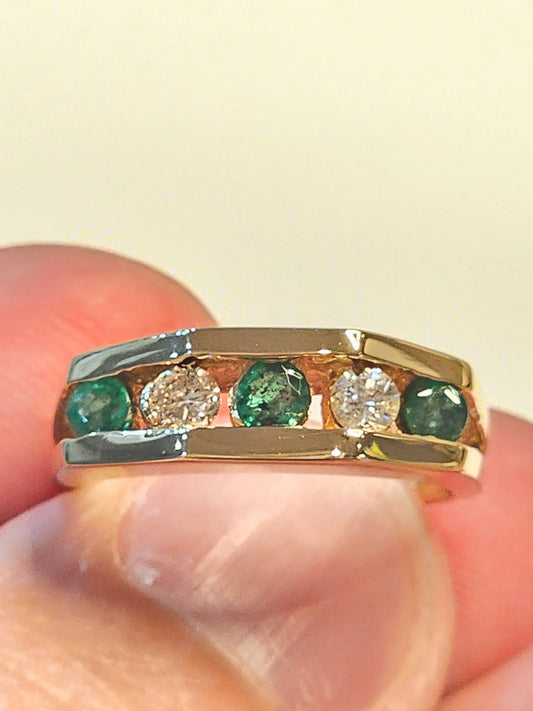 .55 Carat Emerald and Diamond 5-Stone Band in 14KYG