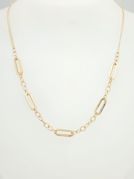 Adjustable PAPERCLIP Necklace in 14K Yellow Gold 16" - 18"