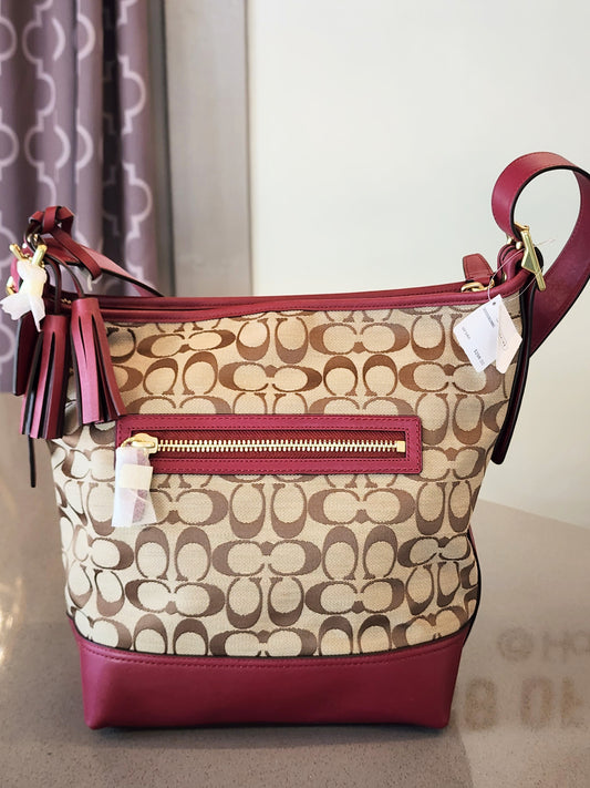 COACH Brown CC and Maroon Leather Crossbody BRAND NEW!! RETAIL $298