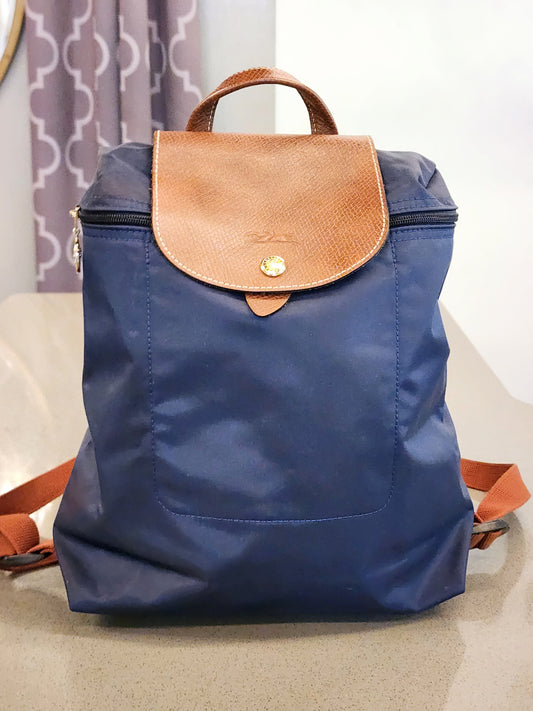 LONGCHAMP Le Pliage Original Backpack in Navy and Recycled Canvas