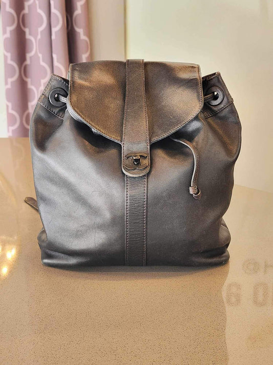 Chanel Turnlock Lambskin Leather Backpack in Black