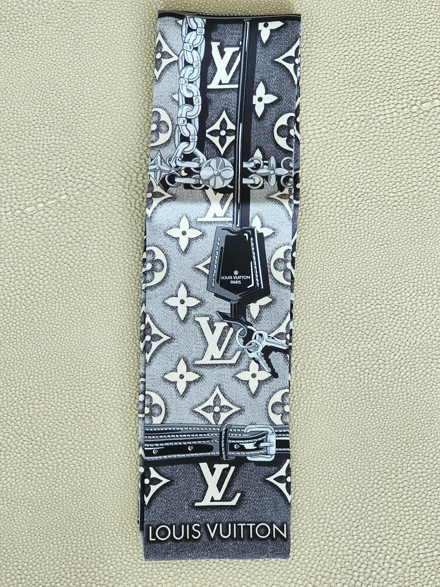 LOUIS VUITTON Silk Monogram Bandeau Headband Scarf Denim 29013