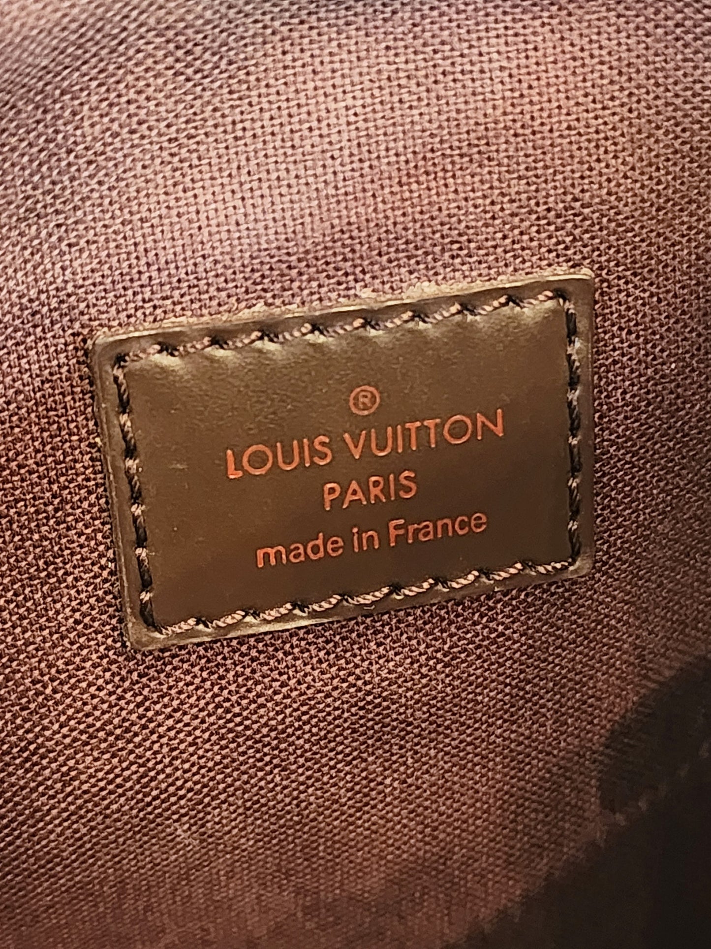 Authenticated Louis Vuitton Damier Ebene Bosphore Pochette Brown