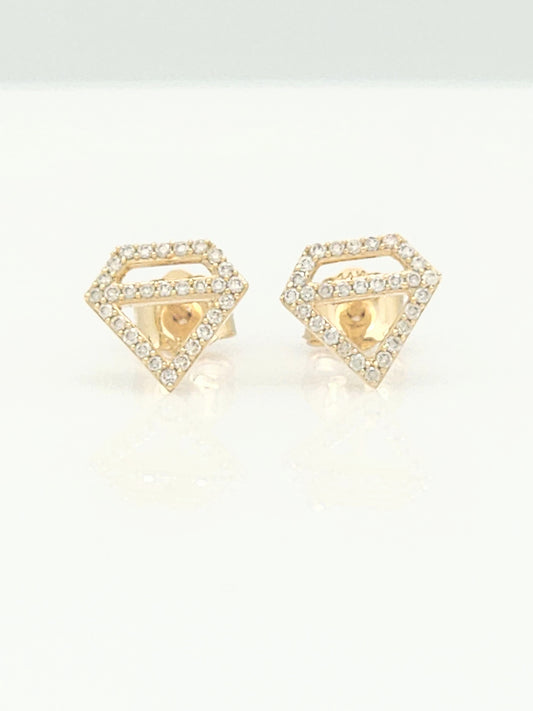 Super Cute Diamond Shaped .29 Carat Diamond Stud Earrings in 14KYG